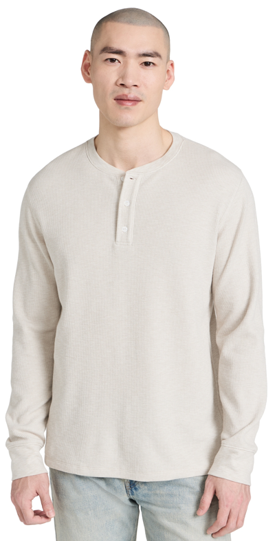 Vince Sun Faded Thermal Henley In Pumice Rock