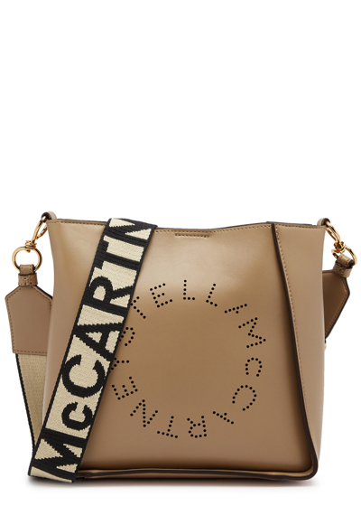 Stella Mccartney Stella Logo Mini Faux Leather Cross-body Bag In Sand