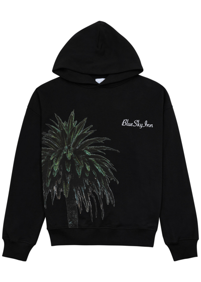 Blue Sky Inn Royal Palm Hooded Cotton Sweatshirt In Black