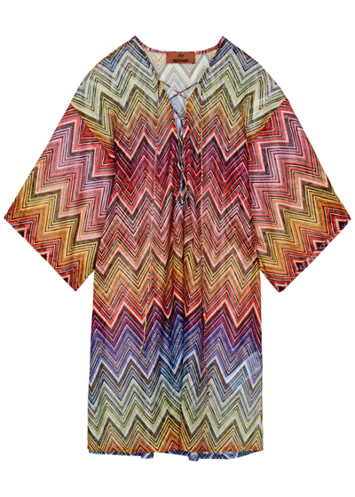Missoni Zigzag-intarsia Fine-knit Kaftan In Multicoloured