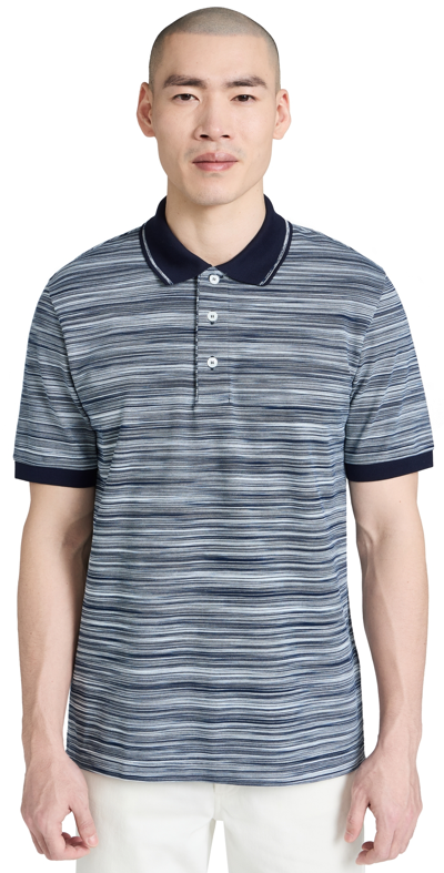 Missoni Short Sleeve Polo Space-dyed Navy White L