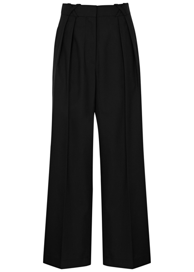 Rohe Wide-leg Wool Trousers In Black