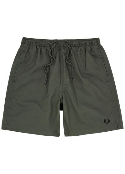 Fred Perry Logo-embroidered Shell Swim Shorts In Khaki