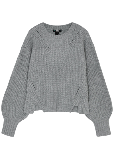 Paige Palomi Ribbed Wool-blend Jumper In Grey
