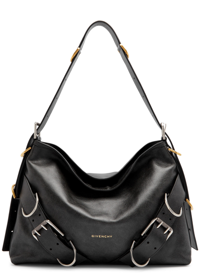 Givenchy Voyou Medium Leather Shoulder Bag In Black