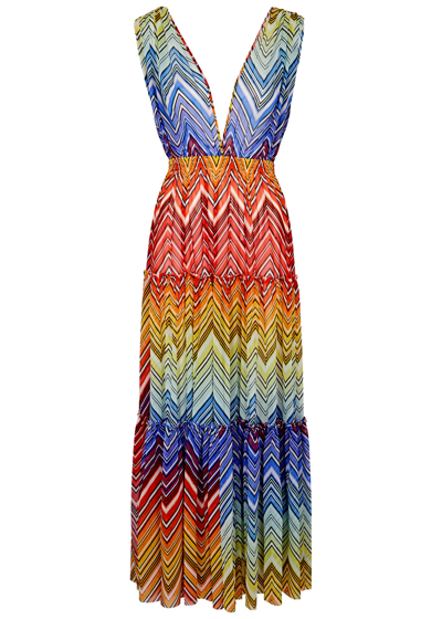 Missoni Zigzag Sheer Tulle Maxi Dress In Multicoloured