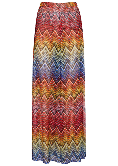 Missoni Zigzag Wide-leg Fine-knit Trousers In Multicoloured