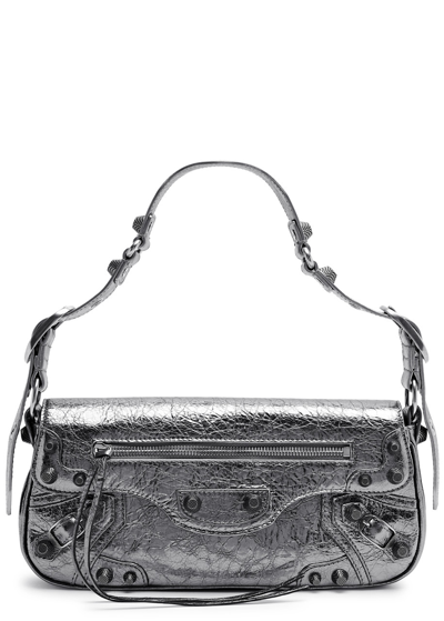Balenciaga Le Cagole Sling Small Leather Shoulder Bag In Silver