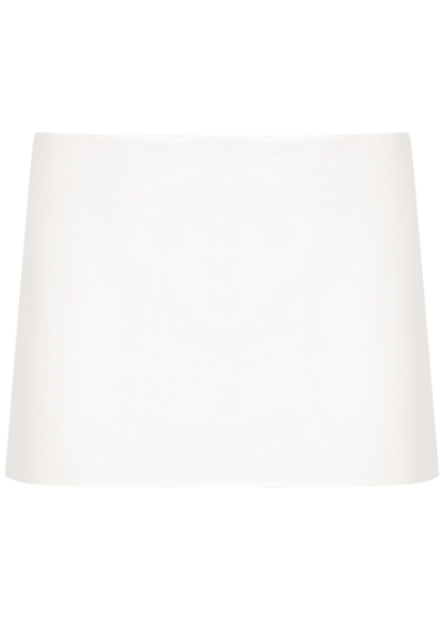 Khaite Jett Leather Mini Skirt In White