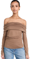 Nation Ltd Abana Draped Off Shoulder Top Teddy Xs In Teddy
