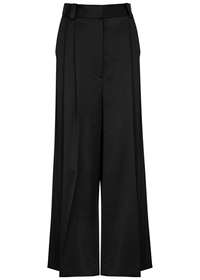 KHAITE SIMONE WIDE-LEG SATIN TROUSERS