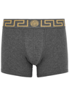 VERSACE LOGO STRETCH-COTTON BOXER BRIEFS