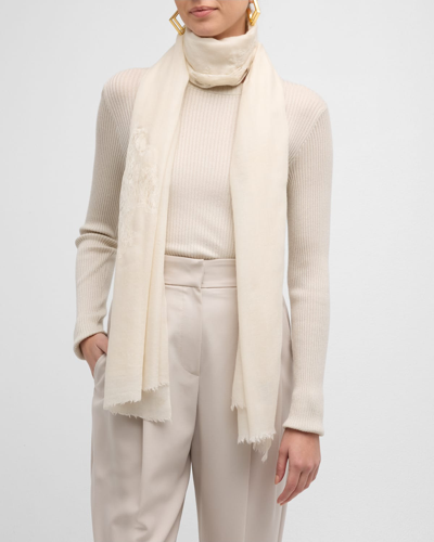 Bindya Accessories Lace Cashmere & Silk Evening Wrap In Beige