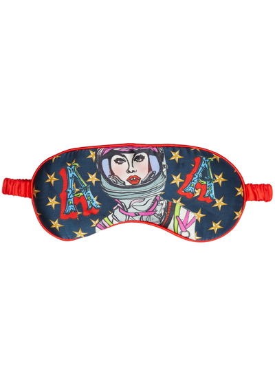 Jessica Russell Flint A Is For Astronaut Silk Eye Mask In Black