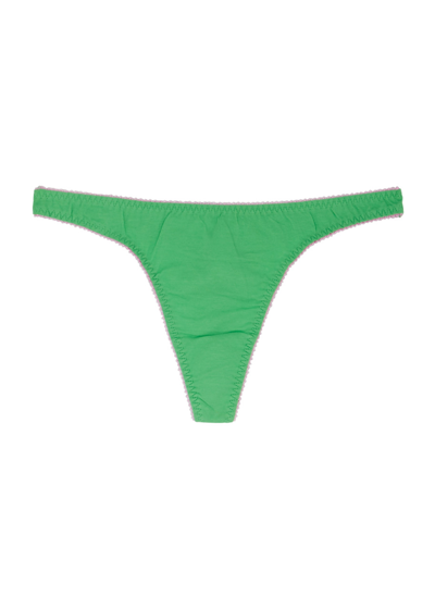 Dora Larsen Angie Stretch-cotton Thong In Green