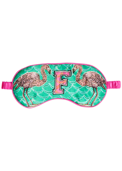 Jessica Russell Flint F Is For Flamingo Silk Eye Mask In Green