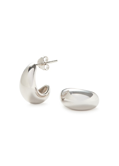 Missoma Savi Dome Small Rhodium-plated Hoop Earrings In Silver