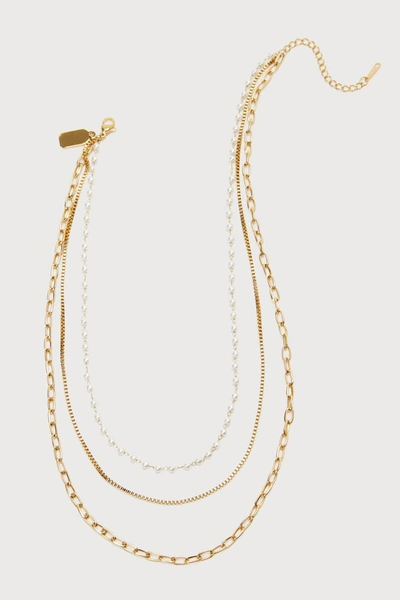 Petit Moments Layered Look 18kt Gold Pearl Layered Necklace