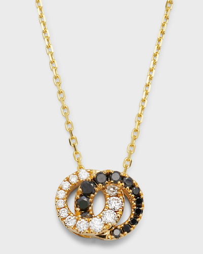 Frederic Sage 18k Yellow Gold Mini Love Necklace With Half Black And White Diamond Pendant
