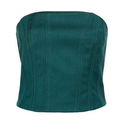 Amiri Strapless Bustier Top In Green