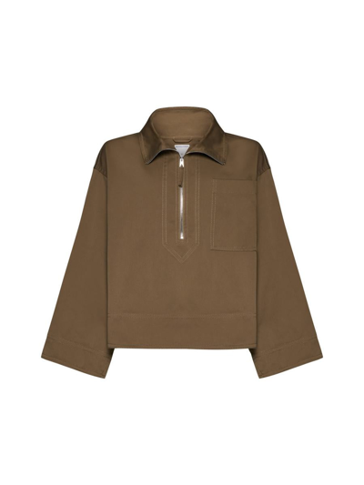 Bottega Veneta Gabardine Jacket In Dark Sand