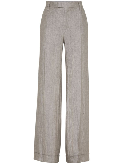 Brunello Cucinelli Loose Flared Trousers In Brown