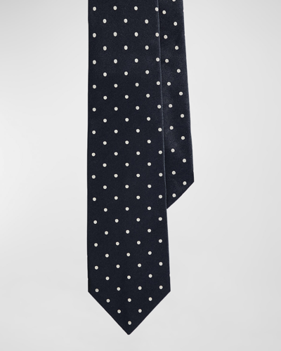 Ralph Lauren Men's Polka Dot Silk Tie In Dark Navy