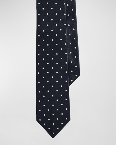 Polo Ralph Lauren Men's Polka Dot Silk Tie In Dark Navy