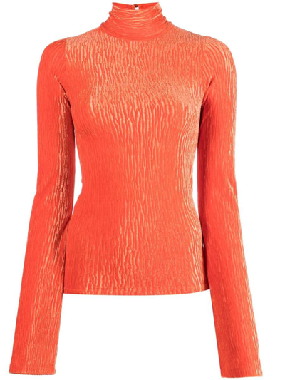 Forte Forte Crease-effect Velvet Top In Orange