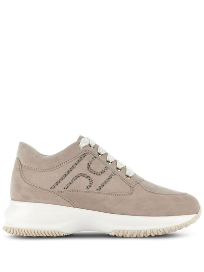 Hogan Interactive Suede Trainers In Gris