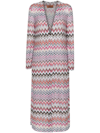 Missoni Zig Zag Metallic Knit Cardigan In Pink