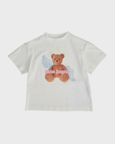 Palm Angels Kids' Girl's Bear Angel Short-sleeve T-shirt In Off White Brow