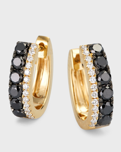 Frederic Sage 18k Yellow Gold Black And White Diamond Huggie Earrings