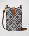 Tory Burch T Monogram Canvas Phone Crossbody In Tory Navy
