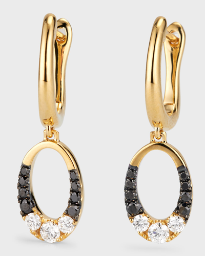 Frederic Sage 18k Clip Ii Small Oval White And Black Diamond Earrings In Gold