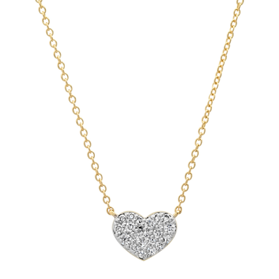 Eriness Diamond Smushed Heart Necklace In 14k Yellow Gold,white Diamond