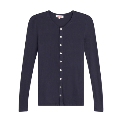 Goldie Ribbed Cardigan In Navy