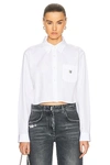 Balenciaga 4g Logo Crop Cotton Poplin Button-down Shirt In Default Title