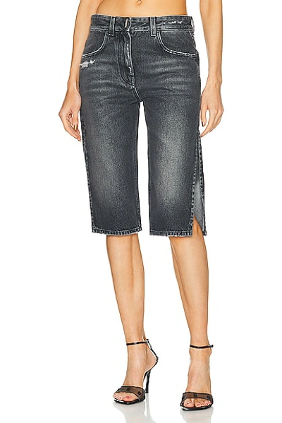 Givenchy Gray Distressed Denim Shorts In 001-black