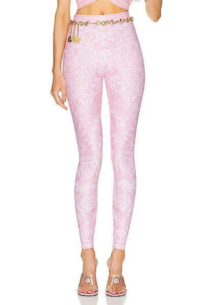 Versace Lycra Baroque Leggings In Pale Pink