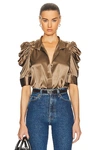 Frame Silk Gillian Blouse In Earth