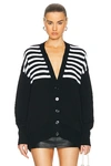 Givenchy Oversize Stripe 4g Patch V-neck Cardigan In Black
