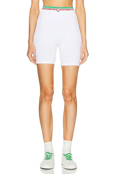 Casablanca Seamless Ribbed Cycling Shorts In White
