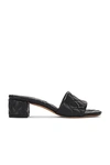 Bottega Veneta Women Leather Heel Sandals With Intrecciato Motif In Black