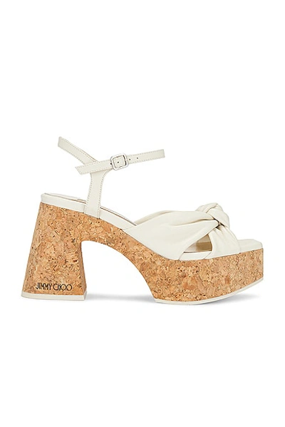 Jimmy Choo Heloise Wedge 95 Platform Sandals In Latte In White