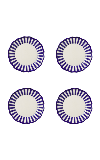 Maison Madison Riviera Set-of-four Ceramic Side Plates In Blue