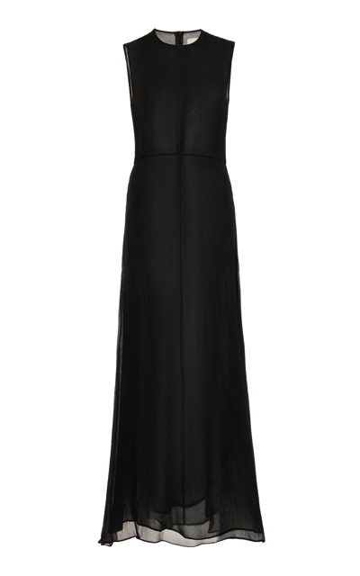 Albus Lumen Nina Silk Chiffon Maxi Dress In Black