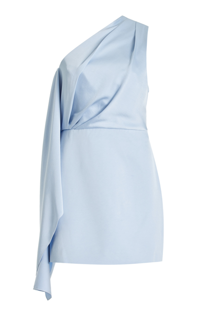 Significant Other Annabel Draped Satin One-shoulder Mini Dress In Blue