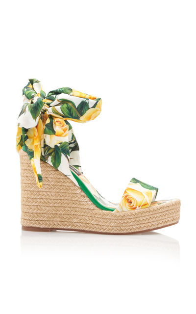 DOLCE & GABBANA FLORAL-CHARMEUSE ESPADRILLES