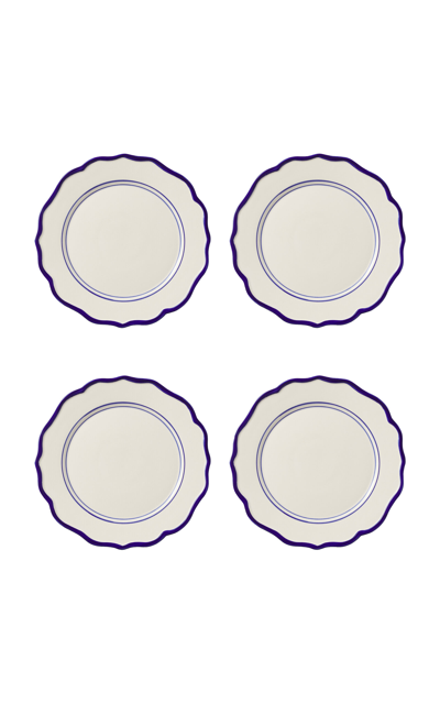 Maison Madison Jane Set-of-four Ceramic Dinner Plates In Blue